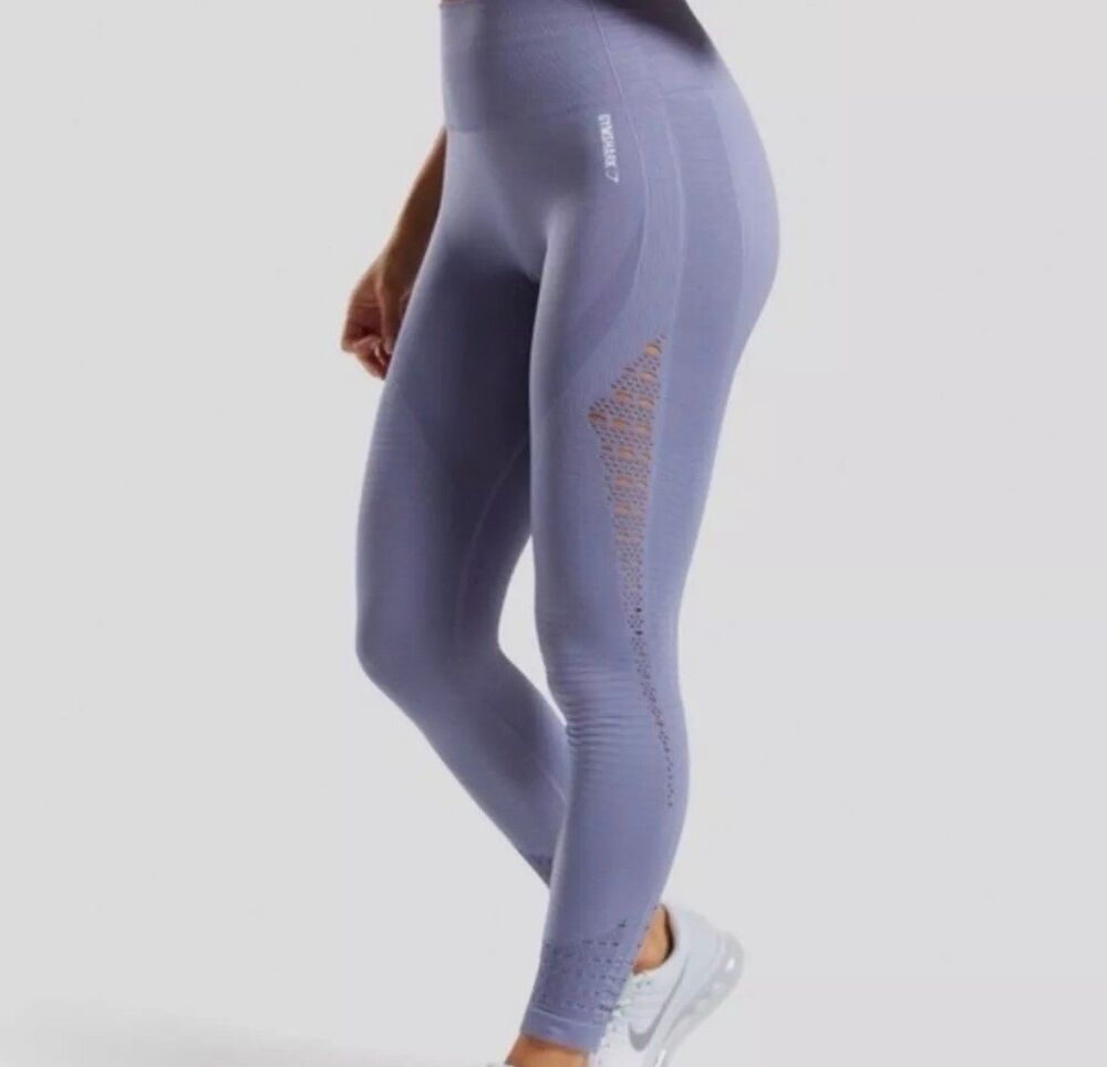 Gymshark Energy Seamless High Waisted Steel Blue Purple Leggings Small